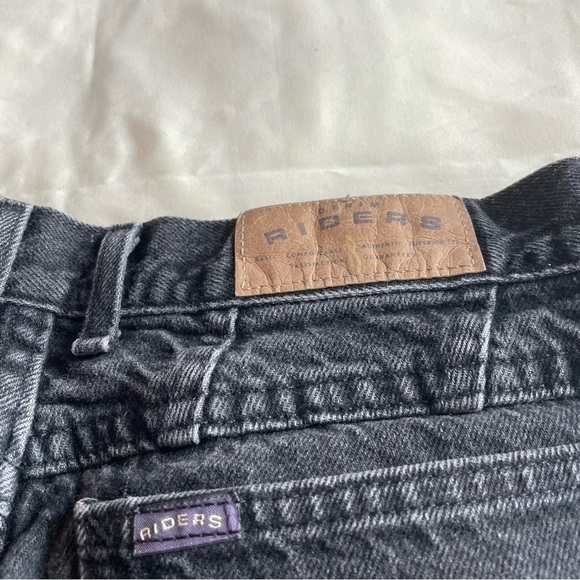 Riders- Black Vintage Wash High Waisted Full Length Mom Jeans Size 10 - Picture 5 of 6